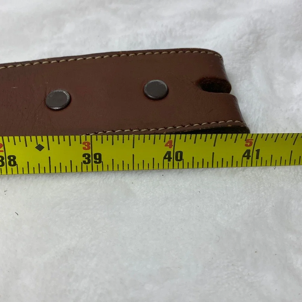 VTG Distressed‎ Brown Leather Western Concho Belt Whipstitch Lacing No Buckle